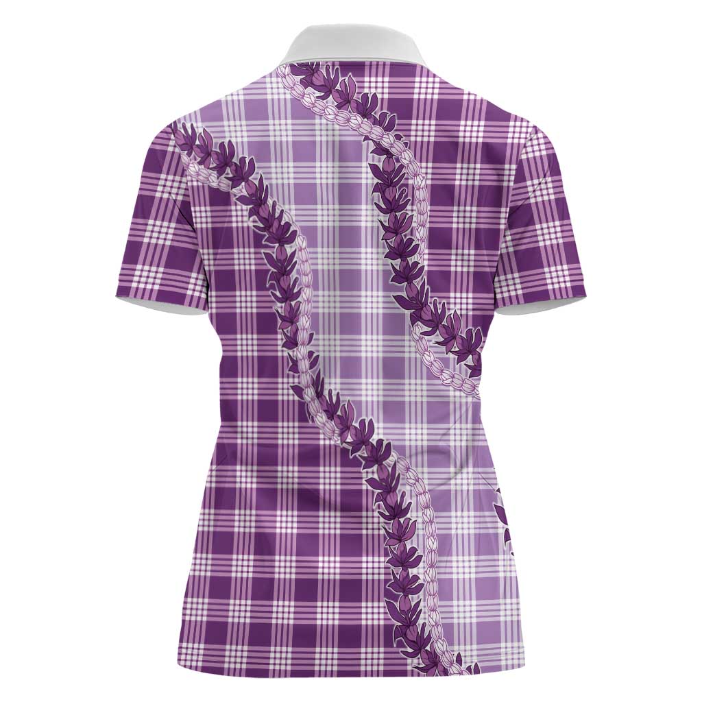 Violet Hawaii Palaka Women Polo Shirt Hawaiian Pikake Lei LT05 - Polynesian Pride
