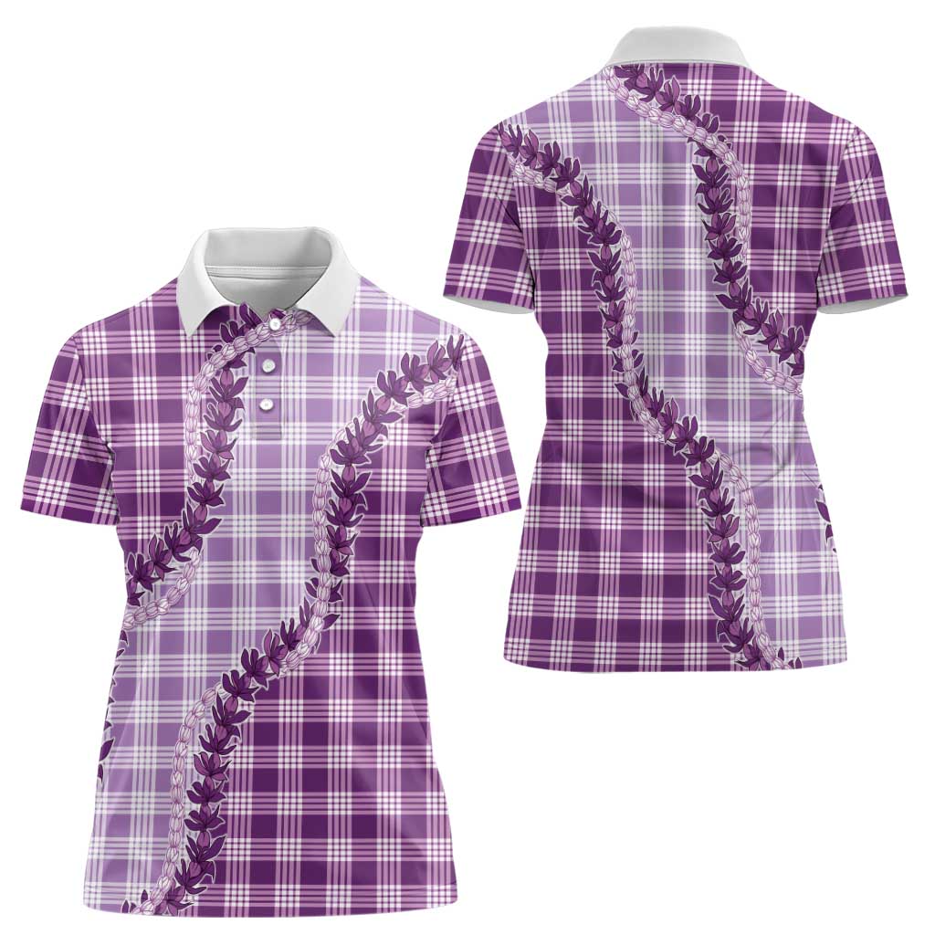 Violet Hawaii Palaka Women Polo Shirt Hawaiian Pikake Lei LT05 - Polynesian Pride