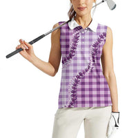 Violet Hawaii Palaka Women Sleeveless Polo Shirt Hawaiian Pikake Lei LT05 - Polynesian Pride