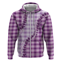 Violet Hawaii Palaka Zip Hoodie Hawaiian Pikake Lei LT05 Zip Hoodie Violet - Polynesian Pride