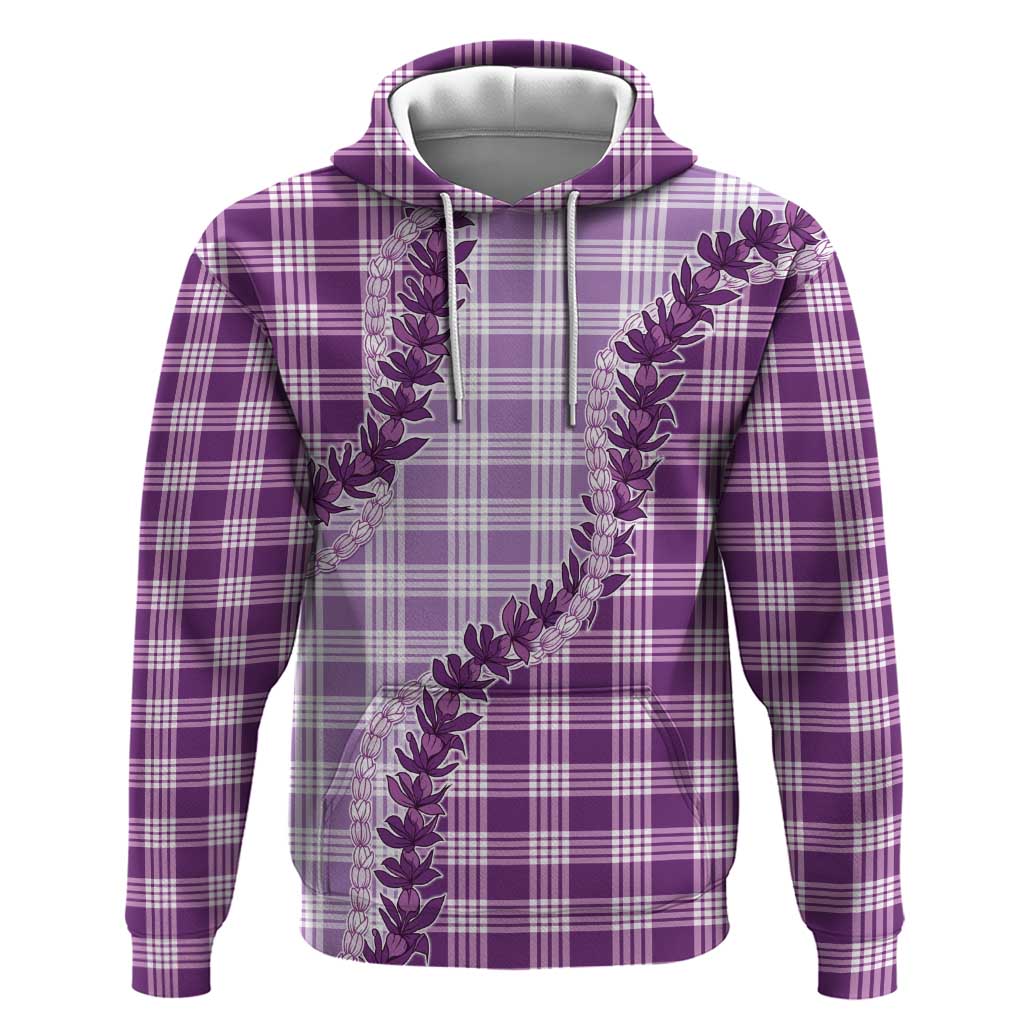 Violet Hawaii Palaka Zip Hoodie Hawaiian Pikake Lei LT05 Pullover Hoodie Violet - Polynesian Pride