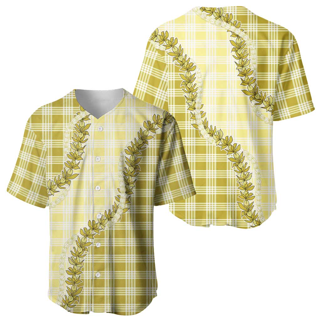 Yellow Hawaii Palaka Baseball Jersey Hawaiian Pikake Lei LT05 - Polynesian Pride