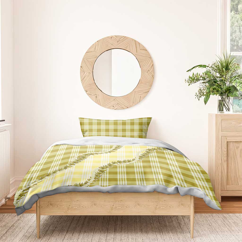Yellow Hawaii Palaka Bedding Set Hawaiian Pikake Lei LT05 - Polynesian Pride