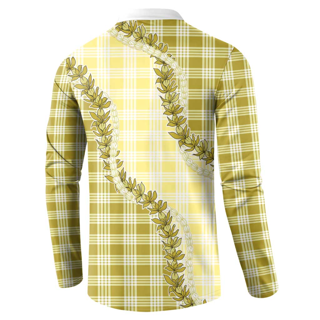 Yellow Hawaii Palaka Button Sweatshirt Hawaiian Pikake Lei LT05 - Polynesian Pride