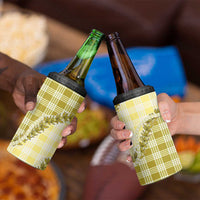 Yellow Hawaii Palaka 4 in 1 Can Cooler Tumbler Hawaiian Pikake Lei