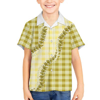 Yellow Hawaii Palaka Family Matching Long Sleeve Bodycon Dress and Hawaiian Shirt Hawaiian Pikake Lei LT05 Son's Shirt Yellow - Polynesian Pride