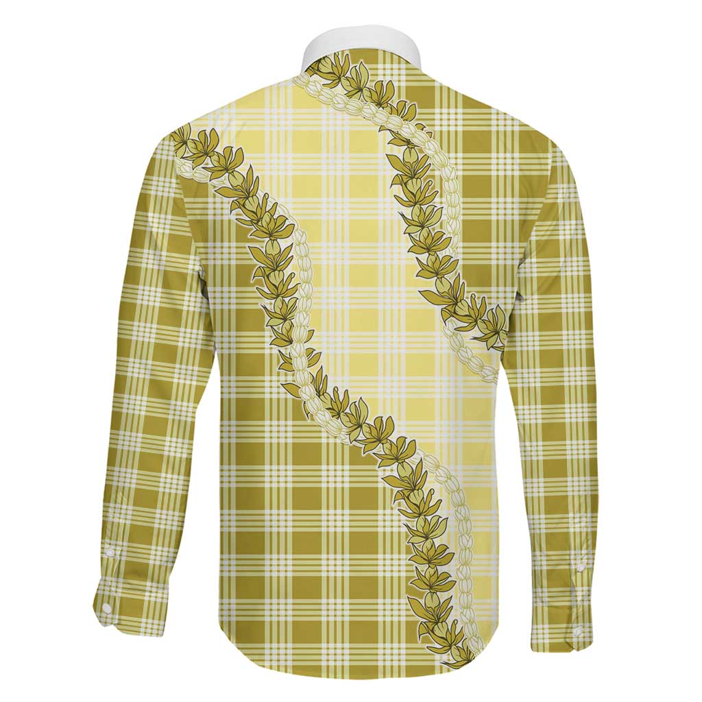Yellow Hawaii Palaka Family Matching Off Shoulder Maxi Dress and Hawaiian Shirt Hawaiian Pikake Lei LT05 - Polynesian Pride