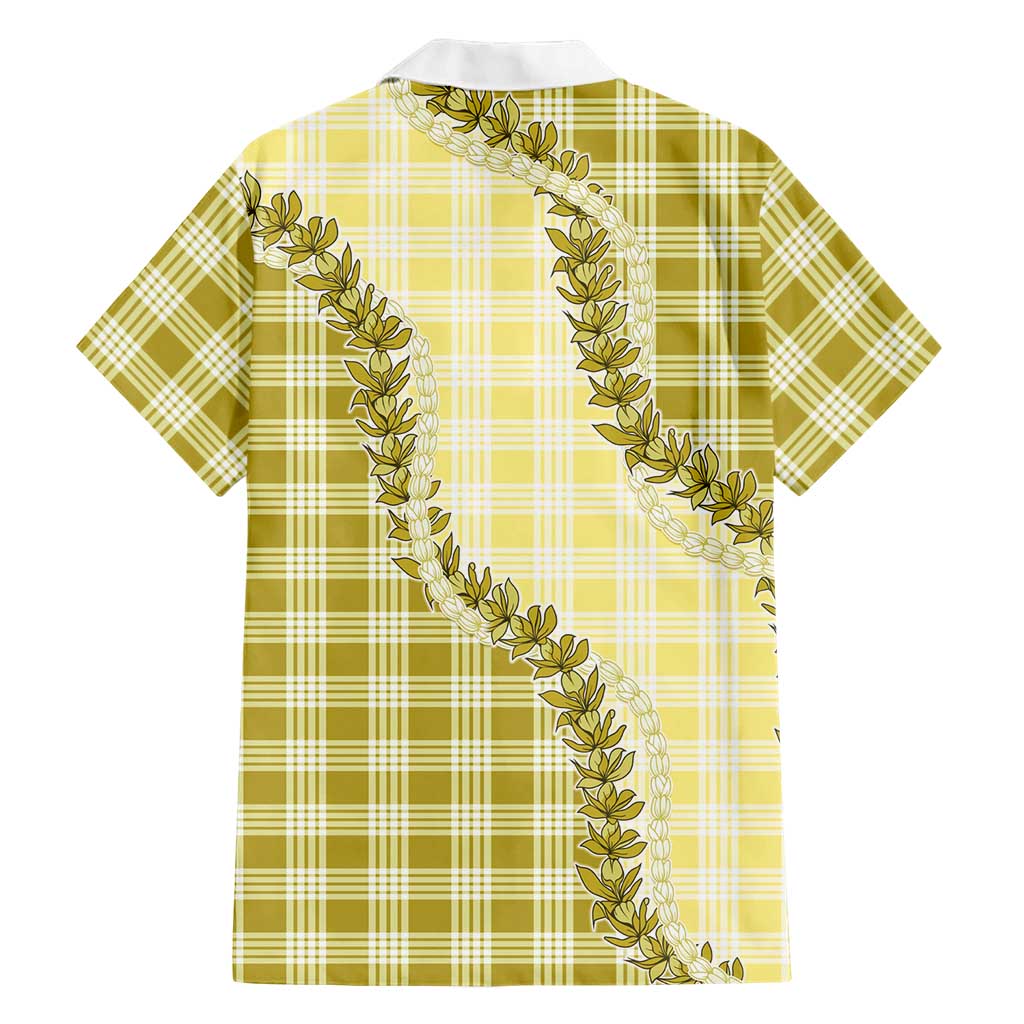Yellow Hawaii Palaka Family Matching Summer Maxi Dress and Hawaiian Shirt Hawaiian Pikake Lei LT05 - Polynesian Pride
