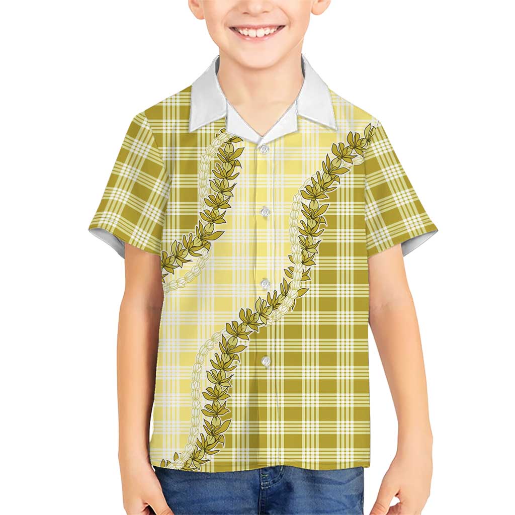 Yellow Hawaii Palaka Family Matching Summer Maxi Dress and Hawaiian Shirt Hawaiian Pikake Lei LT05 Son's Shirt Yellow - Polynesian Pride