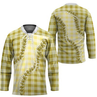 Yellow Hawaii Palaka Hockey Jersey Hawaiian Pikake Lei LT05 - Polynesian Pride