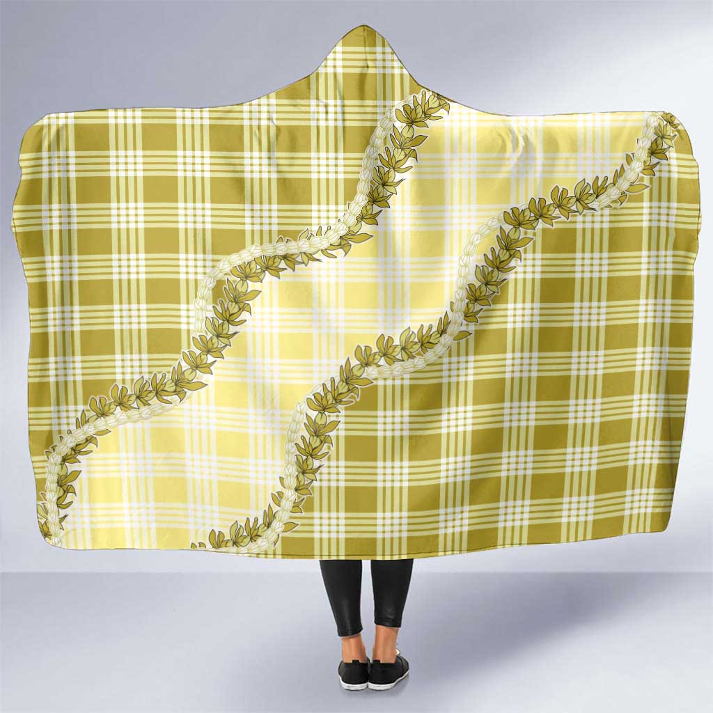 Yellow Hawaii Palaka Hooded Blanket Hawaiian Pikake Lei LT05 One Size Yellow - Polynesian Pride