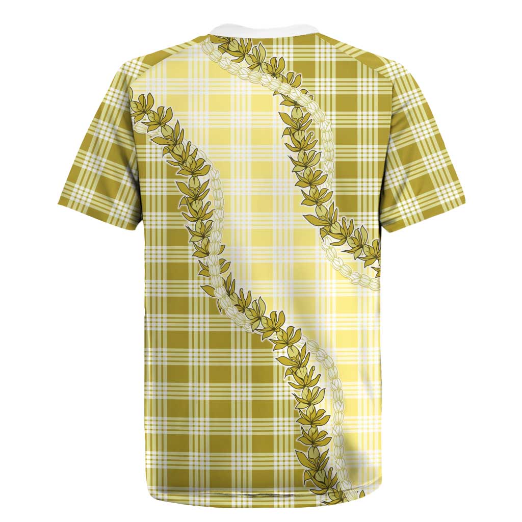 Yellow Hawaii Palaka Rugby Jersey Hawaiian Pikake Lei LT05 - Polynesian Pride