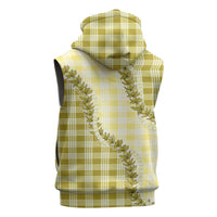 Yellow Hawaii Palaka Sleeveless Zip Hoodie Hawaiian Pikake Lei LT05 - Polynesian Pride