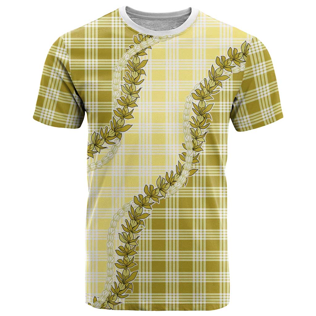 Yellow Hawaii Palaka T Shirt Hawaiian Pikake Lei