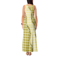 Yellow Hawaii Palaka Tank Maxi Dress Hawaiian Pikake Lei LT05 - Polynesian Pride