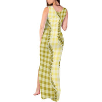 Yellow Hawaii Palaka Tank Maxi Dress Hawaiian Pikake Lei LT05 - Polynesian Pride