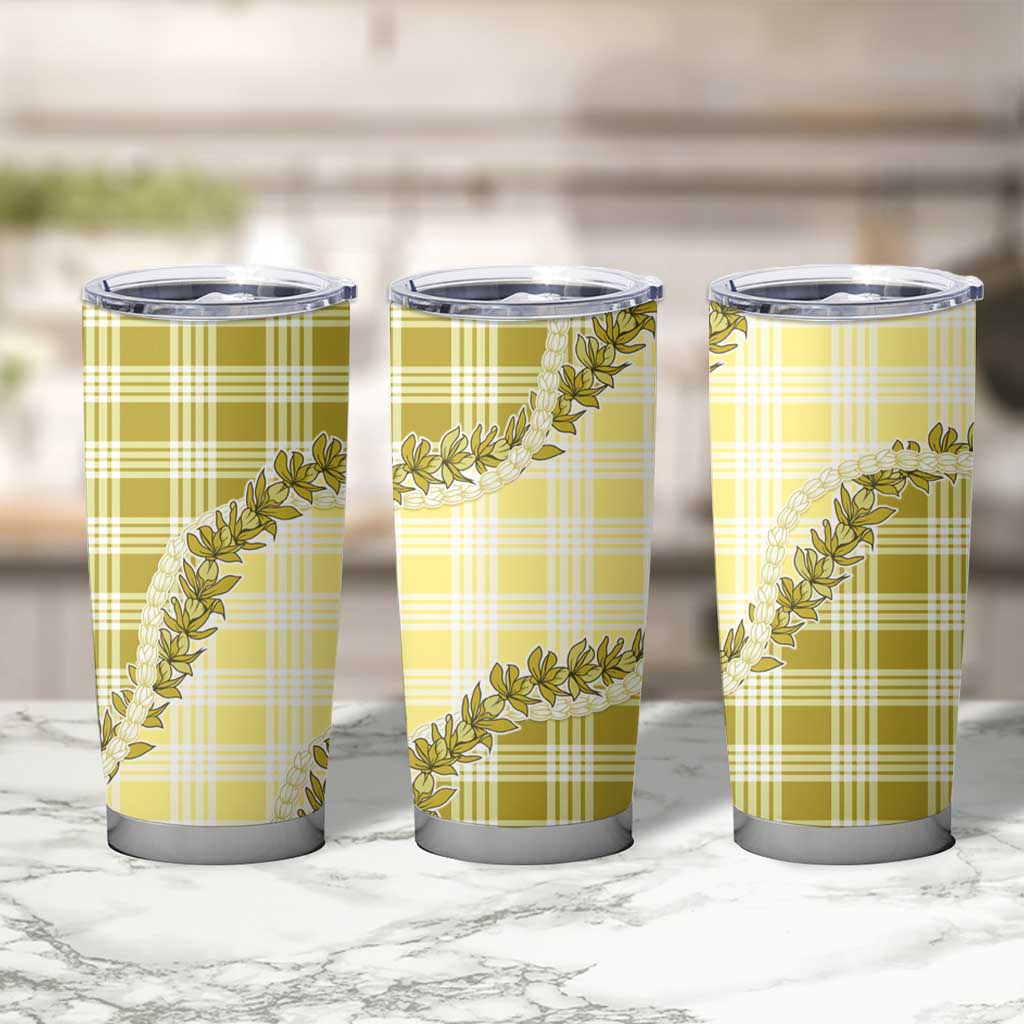 Yellow Hawaii Palaka Tumbler Cup Hawaiian Pikake Lei LT05 - Polynesian Pride