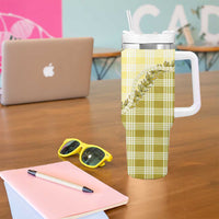 Yellow Hawaii Palaka Tumbler With Handle Hawaiian Pikake Lei LT05 - Polynesian Pride