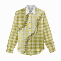 Yellow Hawaii Palaka Women Casual Shirt Hawaiian Pikake Lei LT05 - Polynesian Pride