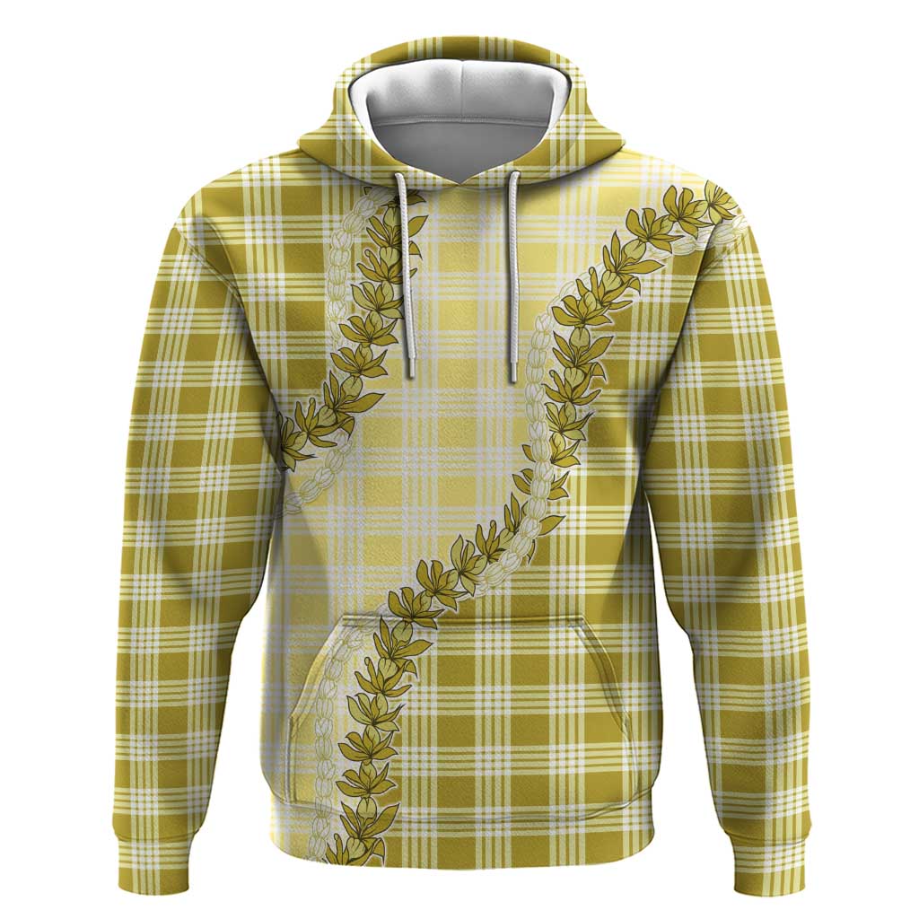 Yellow Hawaii Palaka Zip Hoodie Hawaiian Pikake Lei LT05 Pullover Hoodie Yellow - Polynesian Pride