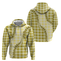 Yellow Hawaii Palaka Zip Hoodie Hawaiian Pikake Lei LT05 - Polynesian Pride