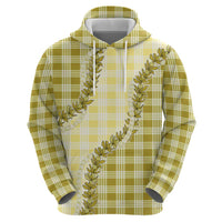 Yellow Hawaii Palaka Zip Hoodie Hawaiian Pikake Lei LT05 - Polynesian Pride