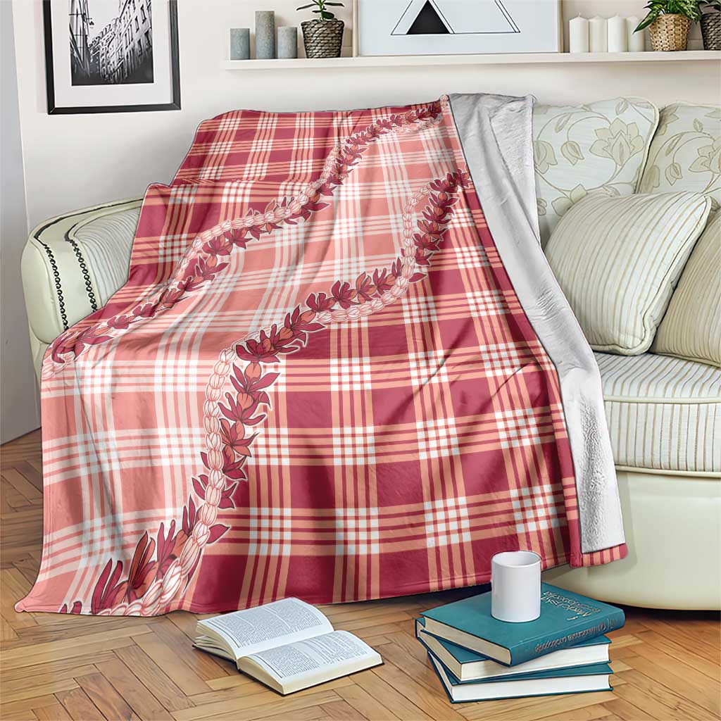 Red Hawaii Palaka Blanket Hawaiian Pikake Lei LT05 Red - Polynesian Pride