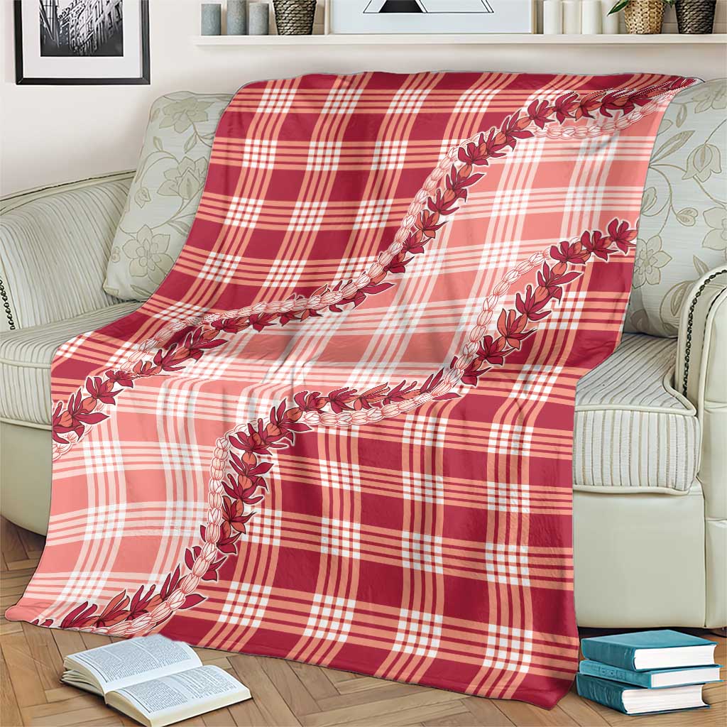 Red Hawaii Palaka Blanket Hawaiian Pikake Lei LT05 - Polynesian Pride