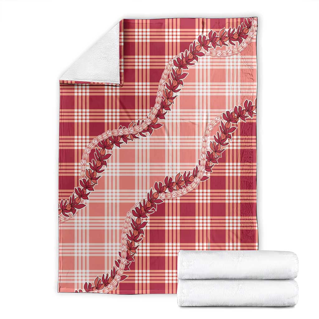 Red Hawaii Palaka Blanket Hawaiian Pikake Lei LT05 - Polynesian Pride