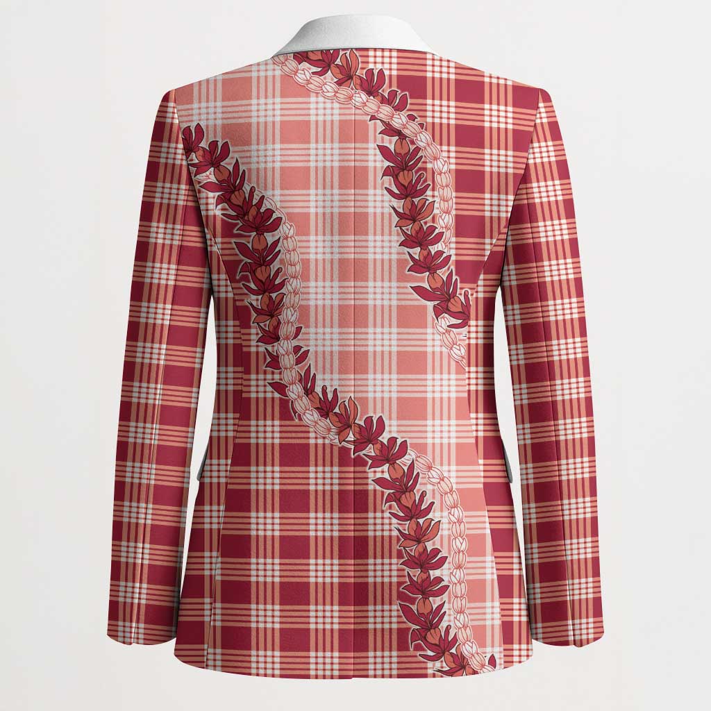 Red Hawaii Palaka Blazer Hawaiian Pikake Lei LT05 - Polynesian Pride