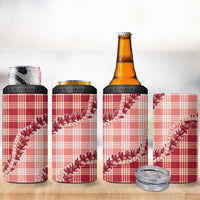 Red Hawaii Palaka 4 in 1 Can Cooler Tumbler Hawaiian Pikake Lei LT05 - Polynesian Pride