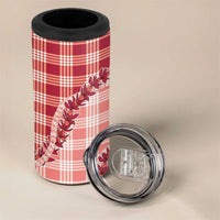 Red Hawaii Palaka 4 in 1 Can Cooler Tumbler Hawaiian Pikake Lei LT05 - Polynesian Pride