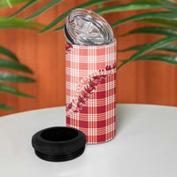 Red Hawaii Palaka 4 in 1 Can Cooler Tumbler Hawaiian Pikake Lei LT05 - Polynesian Pride