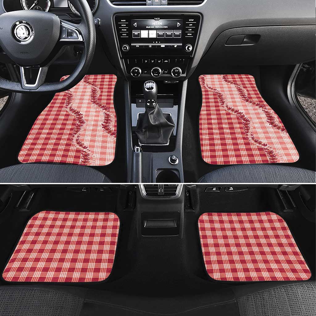 Red Hawaii Palaka Car Mats Hawaiian Pikake Lei LT05 Set 4pcs Red - Polynesian Pride