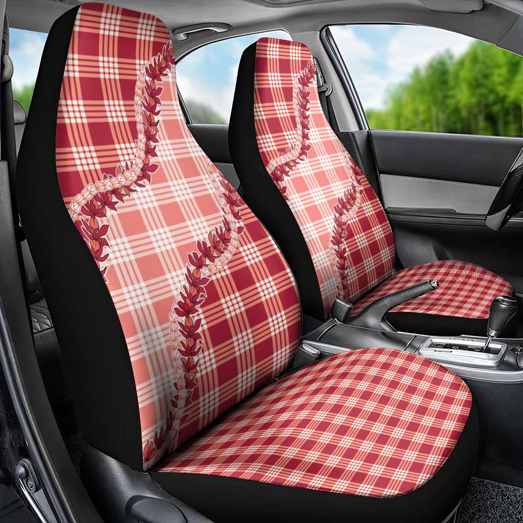 Red Hawaii Palaka Car Seat Cover Hawaiian Pikake Lei LT05 - Polynesian Pride