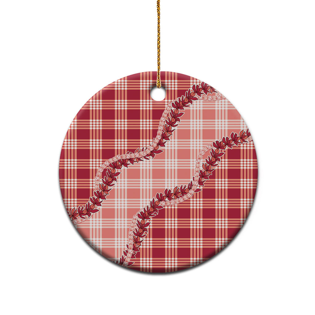 Red Hawaii Palaka Ceramic Ornament Hawaiian Pikake Lei