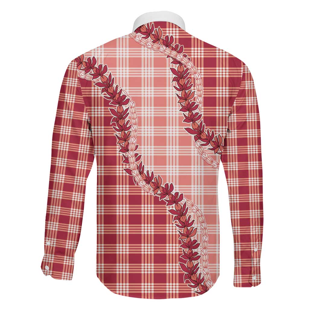 Red Hawaii Palaka Family Matching Short Sleeve Bodycon Dress and Hawaiian Shirt Hawaiian Pikake Lei LT05 - Polynesian Pride