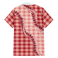 Red Hawaii Palaka Family Matching Summer Maxi Dress and Hawaiian Shirt Hawaiian Pikake Lei LT05 - Polynesian Pride