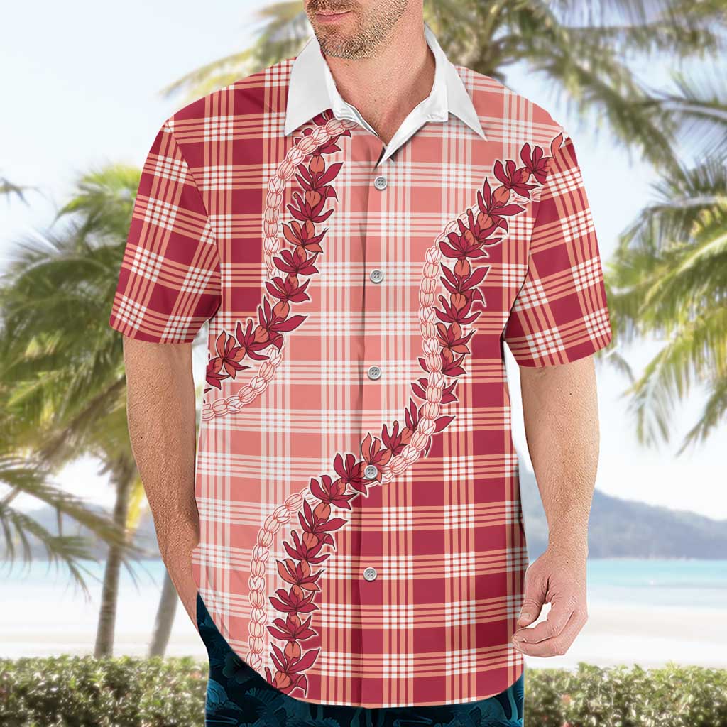 Red Hawaii Palaka Hawaiian Shirt Hawaiian Pikake Lei LT05 - Polynesian Pride