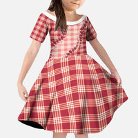 Red Hawaii Palaka Kid Short Sleeve Dress Hawaiian Pikake Lei LT05 KID Red - Polynesian Pride