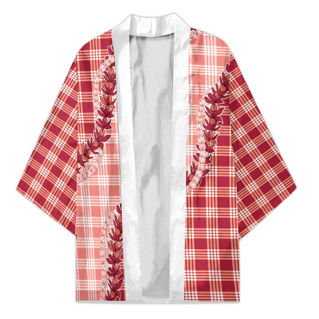 Red Hawaii Palaka Kimono Hawaiian Pikake Lei LT05 Unisex Red - Polynesian Pride