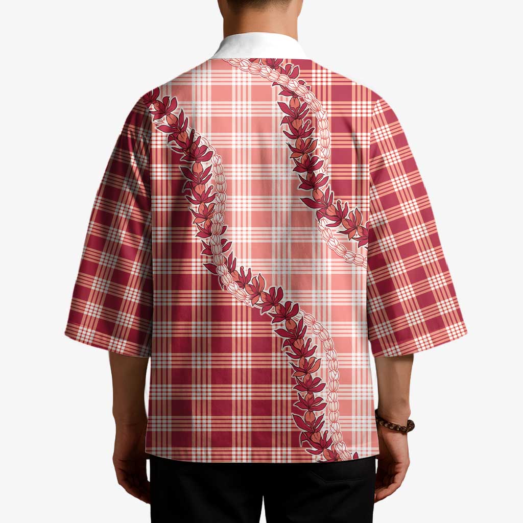 Red Hawaii Palaka Kimono Hawaiian Pikake Lei LT05 - Polynesian Pride