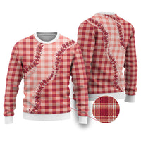 Red Hawaii Palaka Ugly Christmas Sweater Hawaiian Pikake Lei