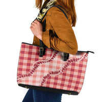 Red Hawaii Palaka Leather Tote Bag Hawaiian Pikake Lei LT05 Red - Polynesian Pride
