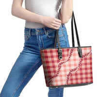 Red Hawaii Palaka Leather Tote Bag Hawaiian Pikake Lei LT05 - Polynesian Pride