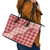 Red Hawaii Palaka Leather Tote Bag Hawaiian Pikake Lei LT05 - Polynesian Pride