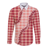 Red Hawaii Palaka Long Sleeve Button Shirt Hawaiian Pikake Lei LT05 Unisex Red - Polynesian Pride