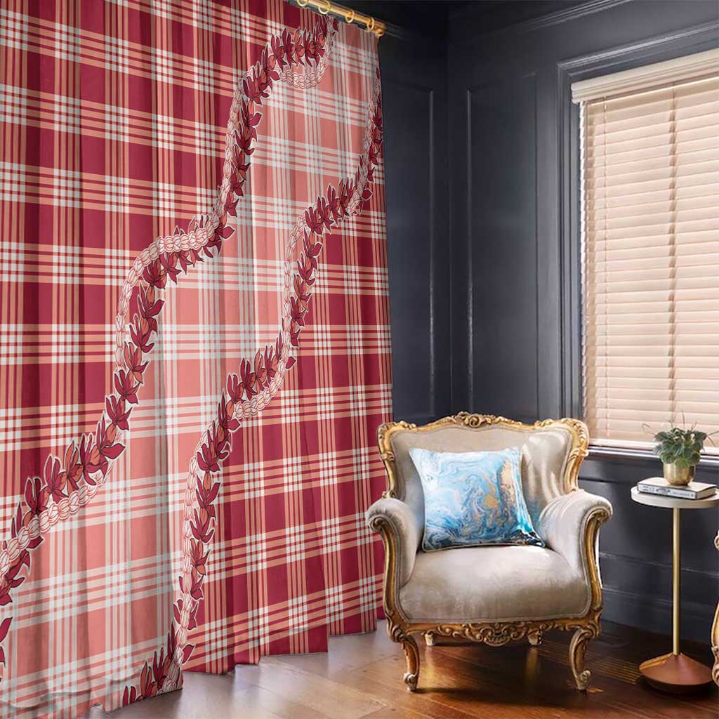 Red Hawaii Palaka Window Curtain Hawaiian Pikake Lei LT05 - Polynesian Pride