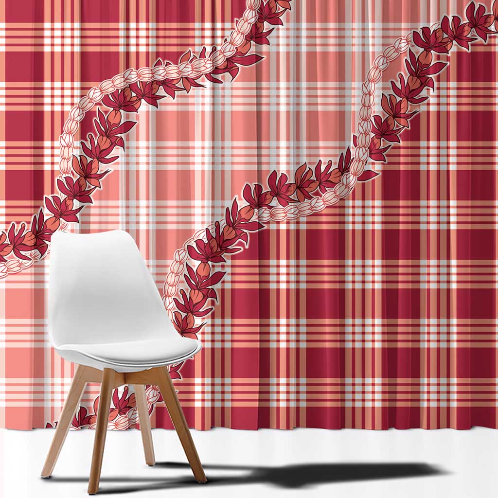 Red Hawaii Palaka Window Curtain Hawaiian Pikake Lei LT05 - Polynesian Pride