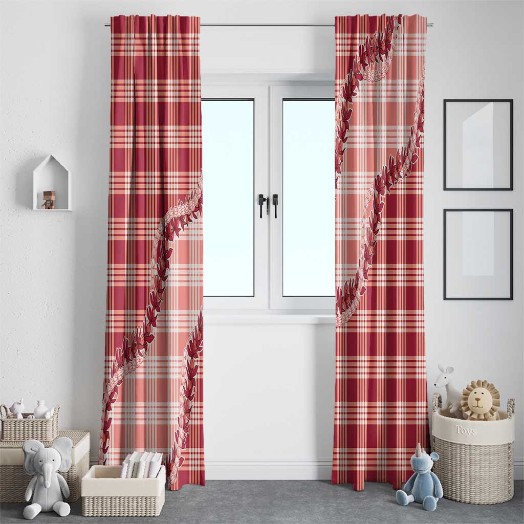 Red Hawaii Palaka Window Curtain Hawaiian Pikake Lei LT05 - Polynesian Pride